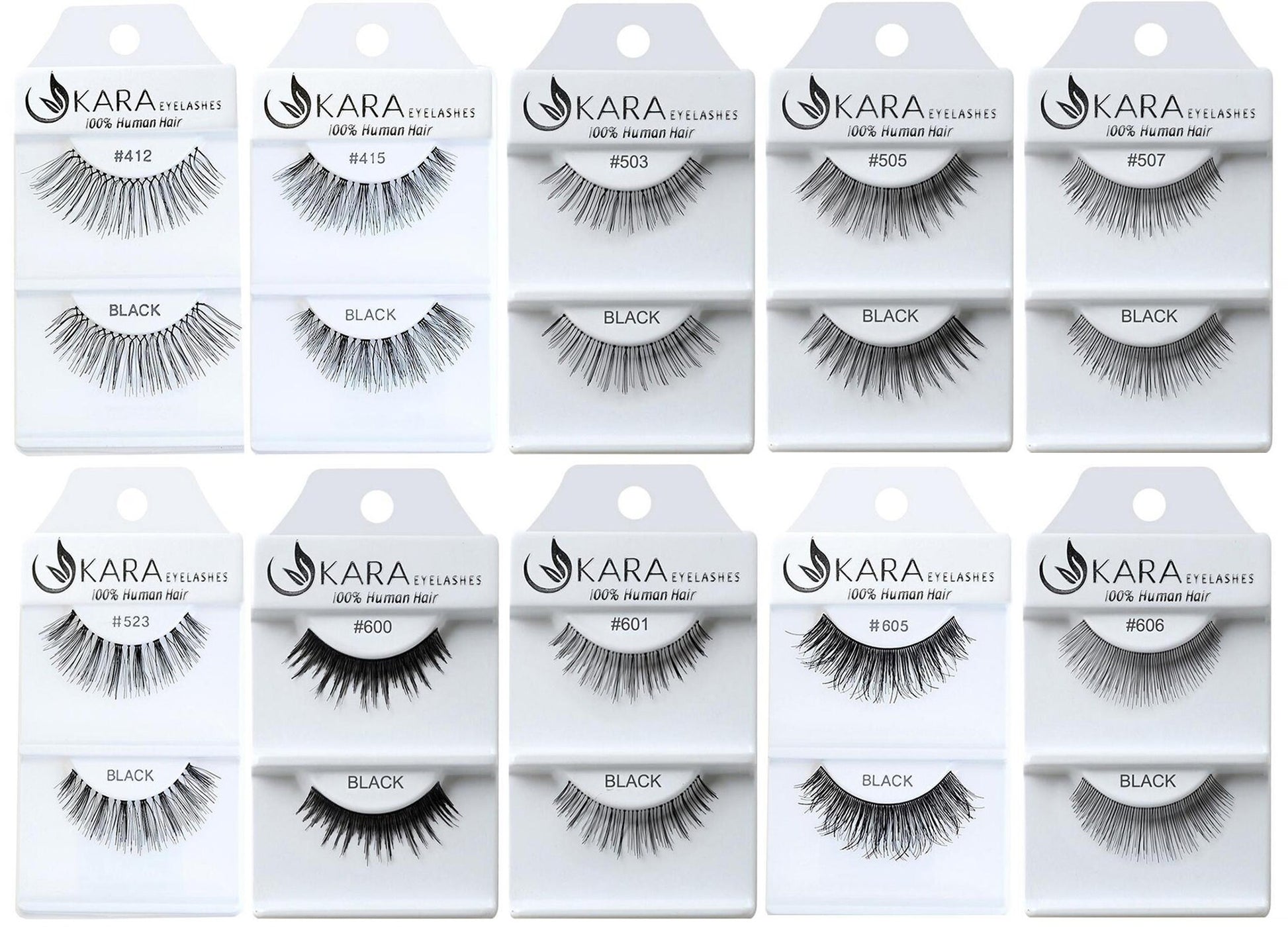 Elevate Your Look with 6 or 12 Pairs of Luxurious Kara Beauty 100% Human Hair False Eyelashes