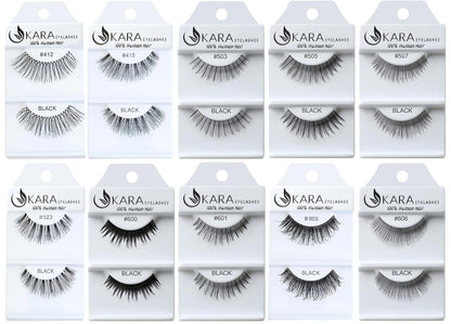 Elevate Your Look with 6 or 12 Pairs of Luxurious Kara Beauty 100% Human Hair False Eyelashes