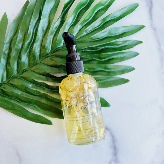 Indulge in Luxury with Our 4Oz Hydrating Botanical Body Oil - Enchanting Rose and Jasmine Scents