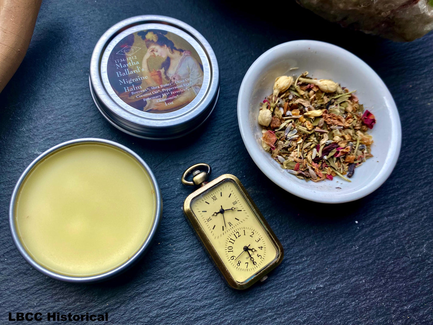 Head Neck Megrim Balm 1735-1812 Martha Ballard'S Balm ~ Natural ~ Family Safe Balm ~ LBCC Historical Apothecary