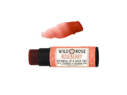 ROSEBERRY Botanical Lip & Cheek Tint Tube - .33Oz Organic Makeup Biodegradable Tube