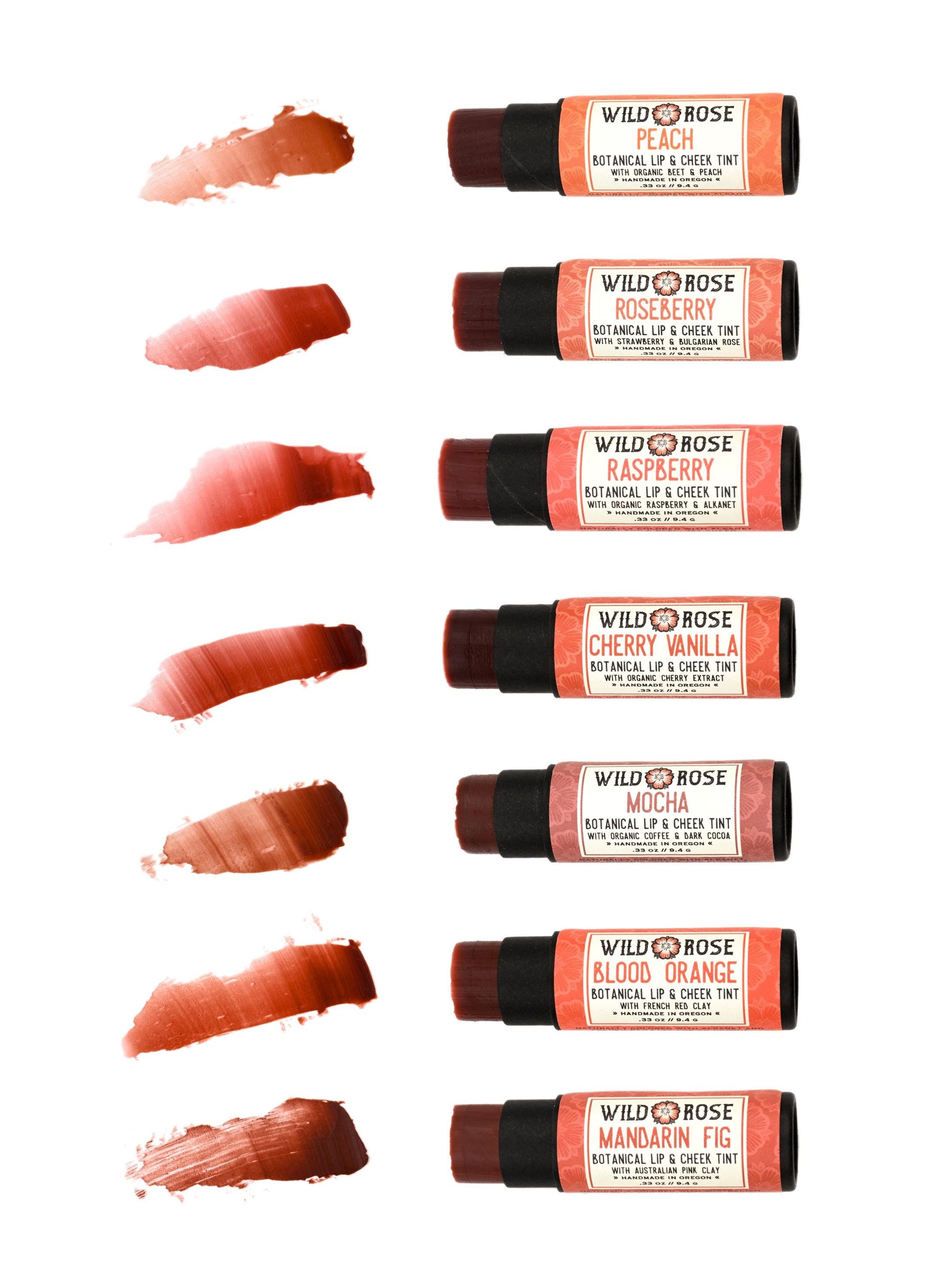 ROSEBERRY Botanical Lip & Cheek Tint Tube - .33Oz Organic Makeup Biodegradable Tube