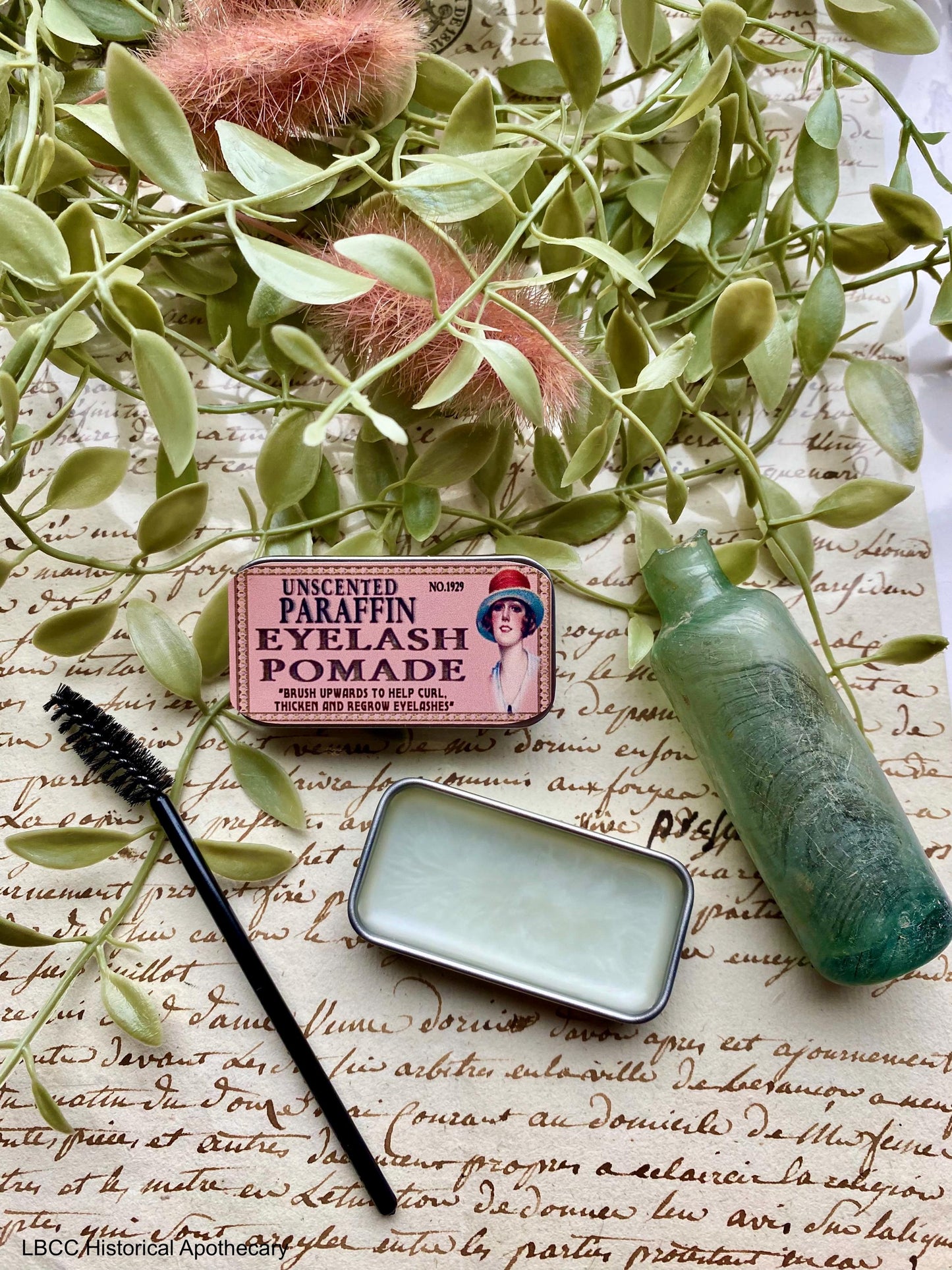 NEW 1929 Clear Eyelash Mascara Curl Pomade, Vintage Makeup, Zero Waste Natural Mascara, Longer Thicker Lashes Flapper Makeup
