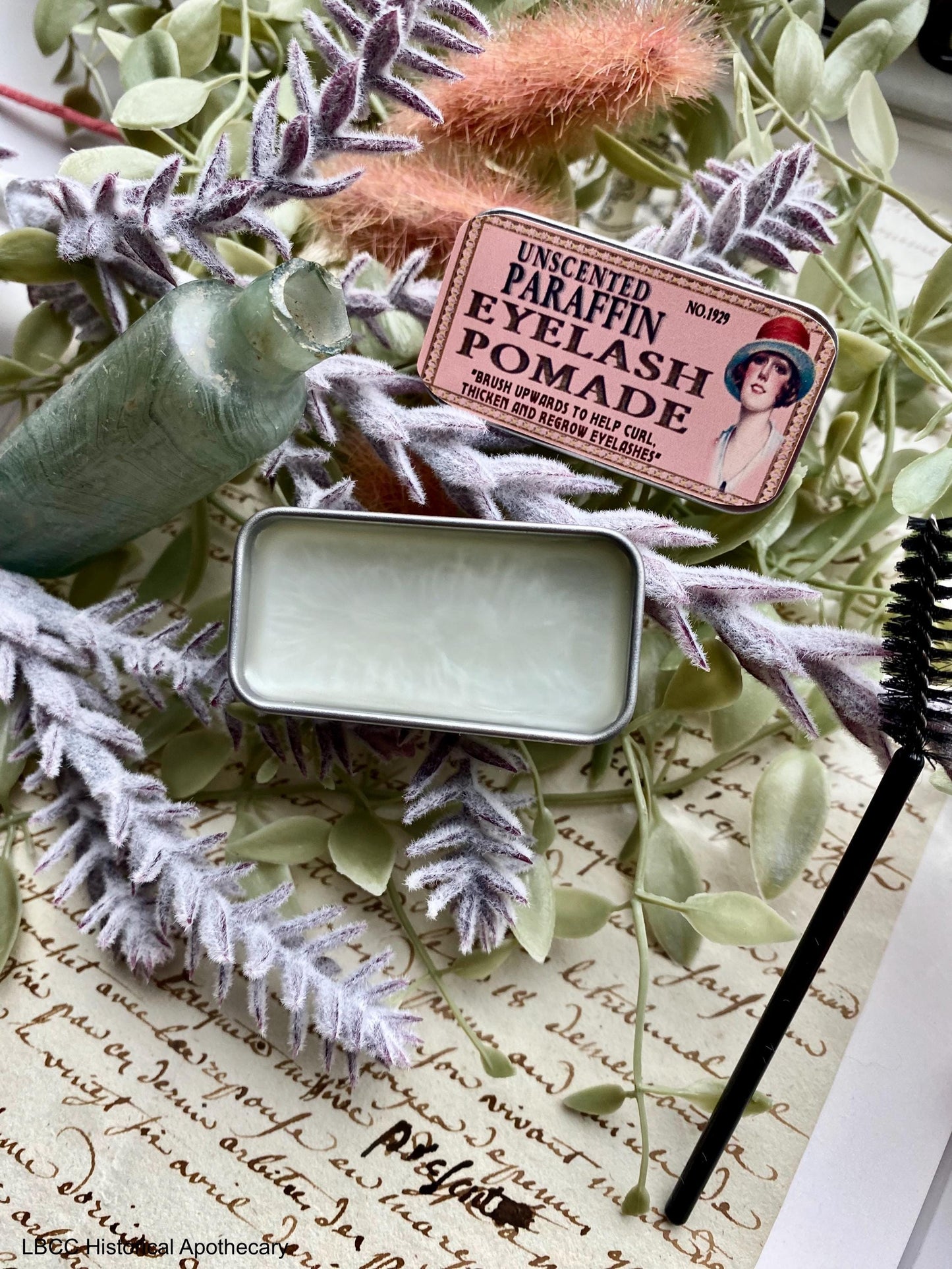 NEW 1929 Clear Eyelash Mascara Curl Pomade, Vintage Makeup, Zero Waste Natural Mascara, Longer Thicker Lashes Flapper Makeup
